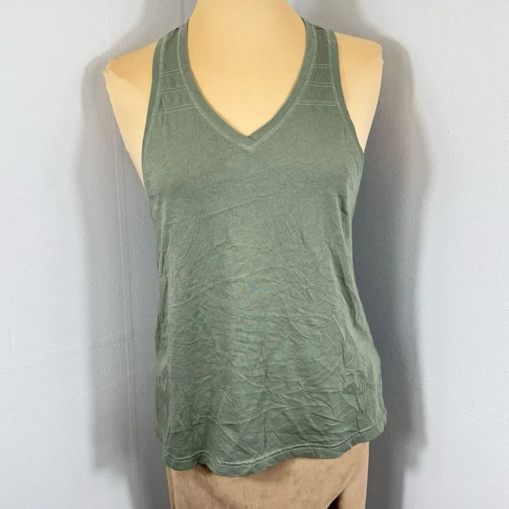 Kuhl Sz S Arabella V Neck Tank Top Shirt Olive Green 8498 Organic Cotton NWOT
